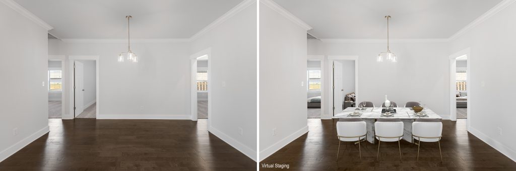 Virtual staging dining room example 3 before and after